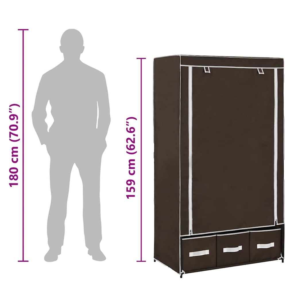 Kleiderschrank Braun 87 x 49 x 159 cm Stoff