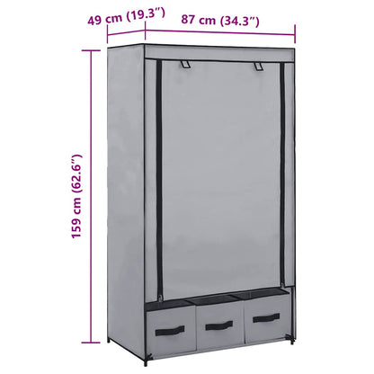 Kleiderschrank Grau 87 x 49 x 159 cm Stoff