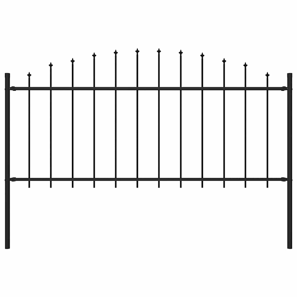 Gartenzaun mit Speerspitzen Stahl (0,5 - 0,75) x 1,7 m Schwarz