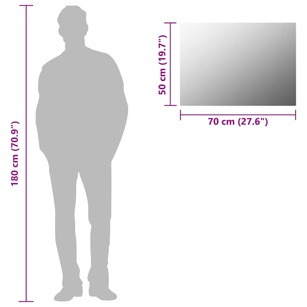 Rahmenloser Spiegel 70x50 cm Glas