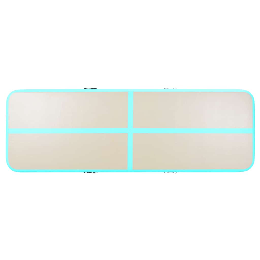 Aufblasbare Gymnastikmatte mit Pumpe 400x100x10 cm PVC Grün