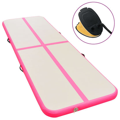 Aufblasbare Gymnastikmatte mit Pumpe 600x100x10 cm PVC Rosa