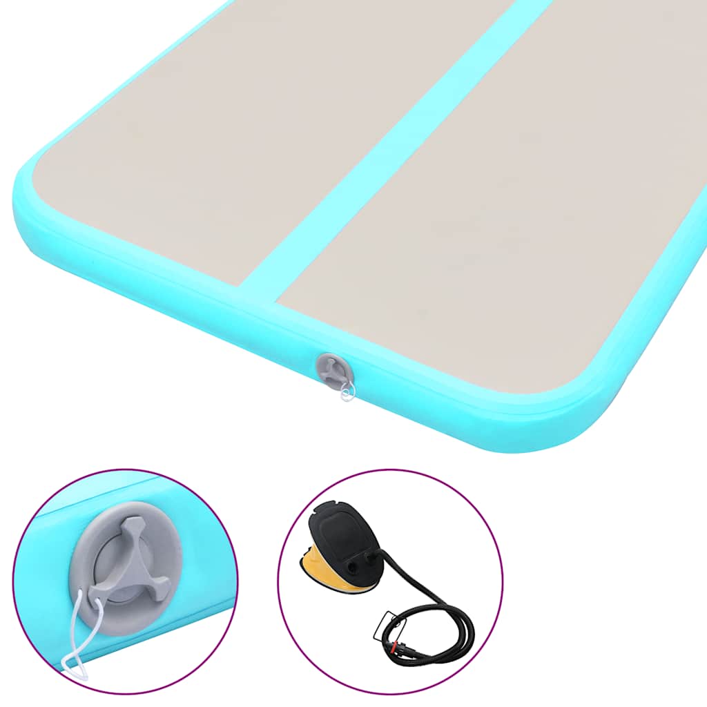 Aufblasbare Gymnastikmatte mit Pumpe 600x100x10 cm PVC Grün