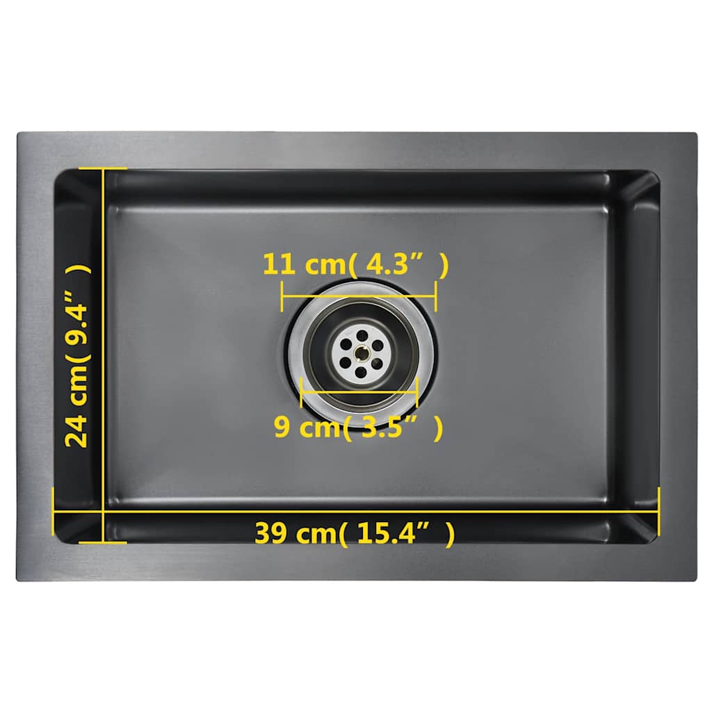 Handgefertigte Küchenspüle Schwarz Edelstahl