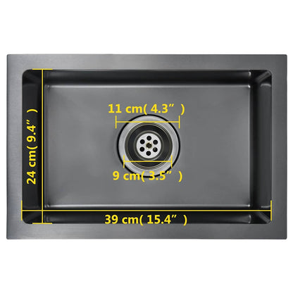 Handgefertigte Küchenspüle Schwarz Edelstahl