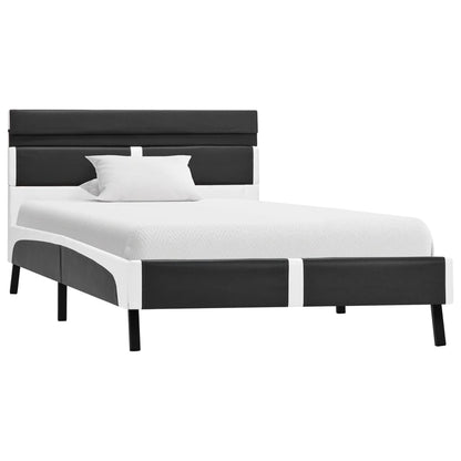 Bettgestell mit LED Grau Kunstleder 90×200 cm