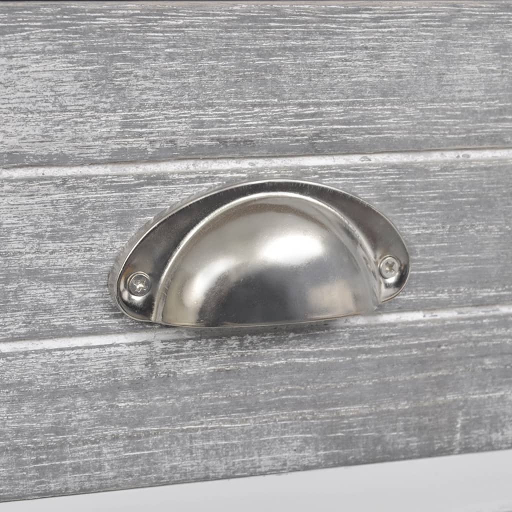 Nachttisch Grau und Weiß 38x28x45 cm Paulownia-Holz