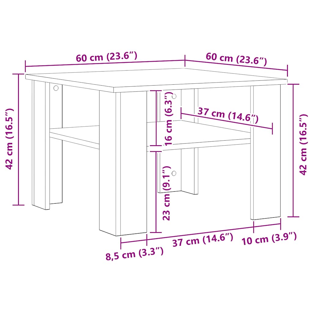 Couchtisch Betongrau 60x60x42 cm Holzwerkstoff