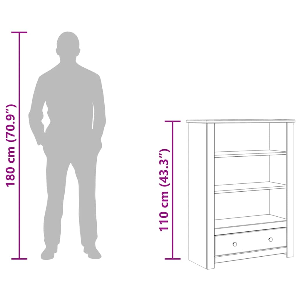 Bücherregal 80 x 35 x 110 cm Massivholz Panama-Kiefer