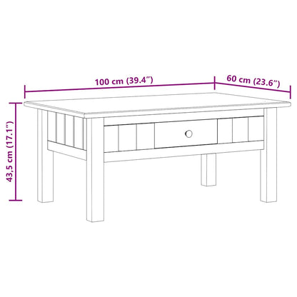 Couchtisch Grau 100x60x43,5 cm Massivholz Panama-Kiefer
