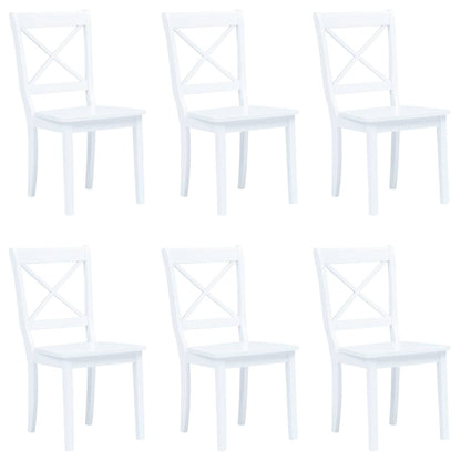 Esszimmerstühle 6 Stk. Weiß Gummiholz Massiv