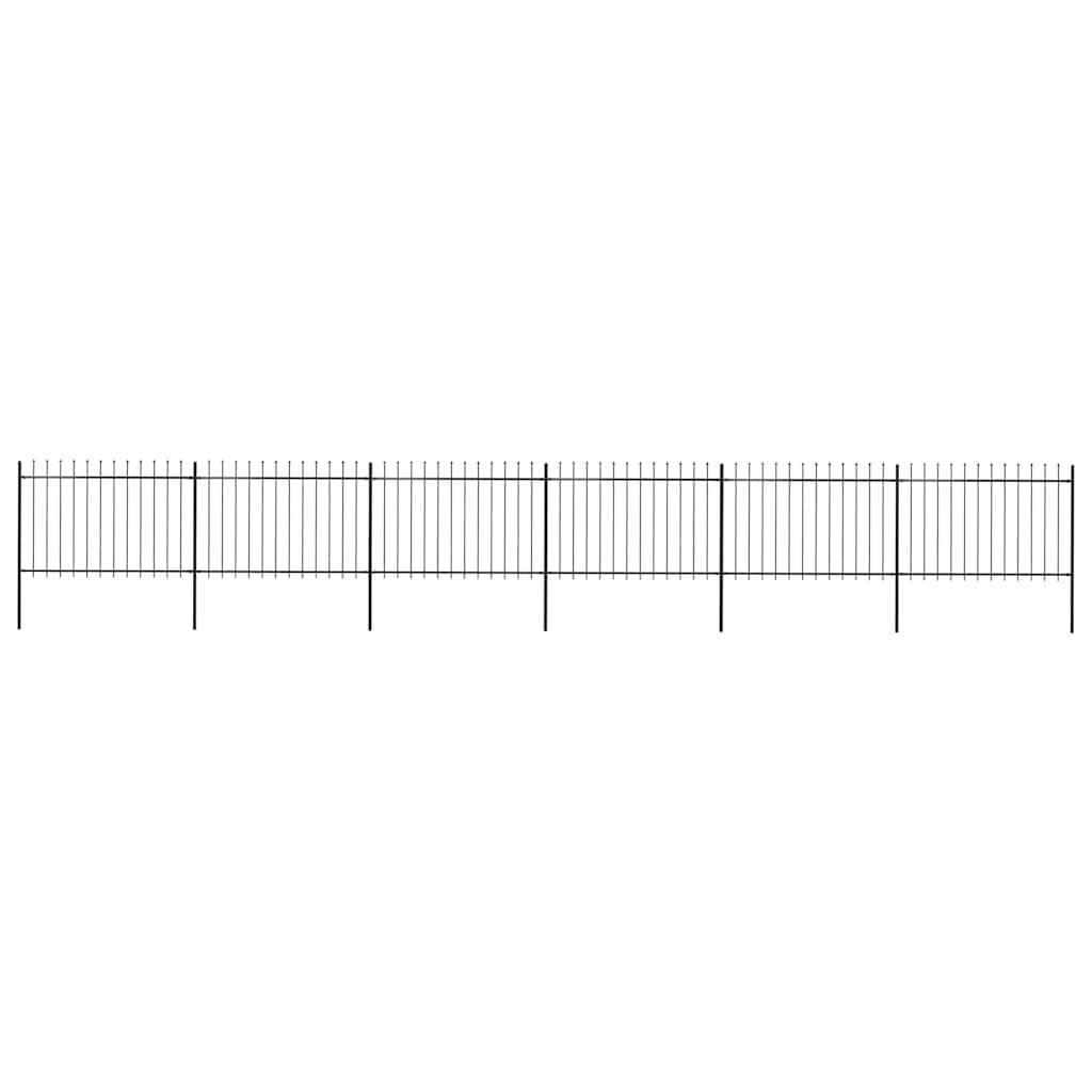 Gartenzaun mit Speerspitze Stahl 1070 x 120 cm Schwarz