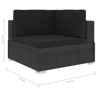 5-tlg. Garten-Lounge-Set mit Kissen Poly Rattan Schwarz