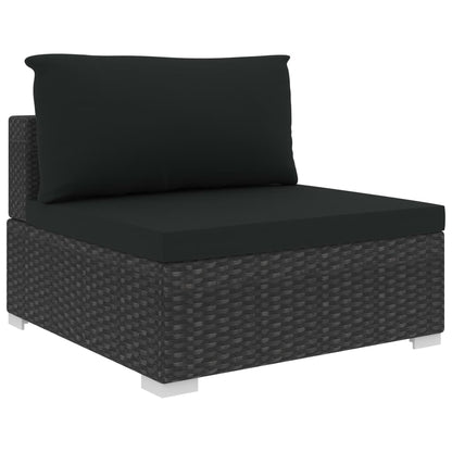 11-tlg. Garten-Lounge-Set mit Auflagen Poly Rattan Schwarz