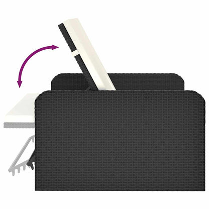 2-tlg. Garten-Lounge-Set mit Auflagen Poly Rattan Schwarz