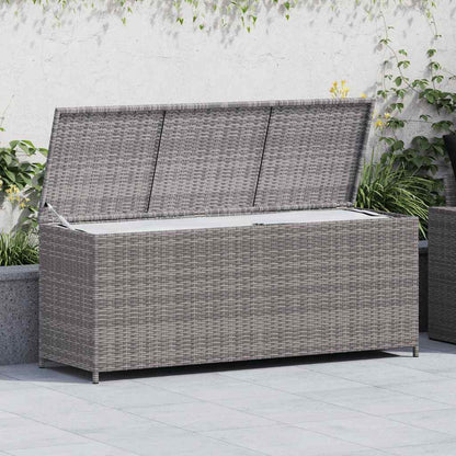 Garten-Auflagenbox Grau 150x50x60 cm Poly Rattan