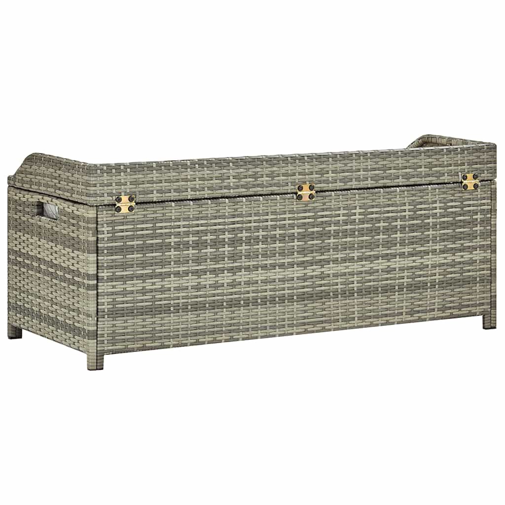 Gartenbank mit Stauraum 120 cm Poly Rattan Grau