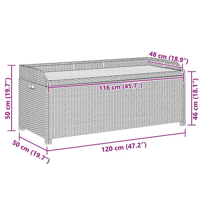Gartenbank mit Stauraum 120 cm Poly Rattan Grau