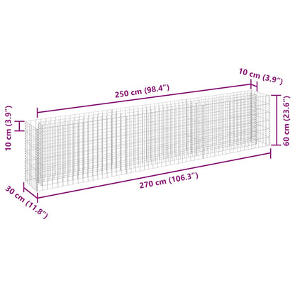 Gabionen-Hochbeet Verzinkter Stahl 270×30×60 cm