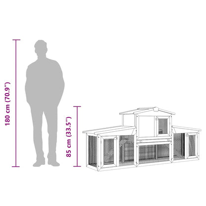 Großer Kaninchenstall Rot und Weiß 201x45x85 cm Holz