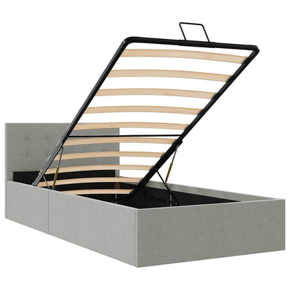 Stauraumbett Hydraulisch Hellgrau Stoff 90×200 cm