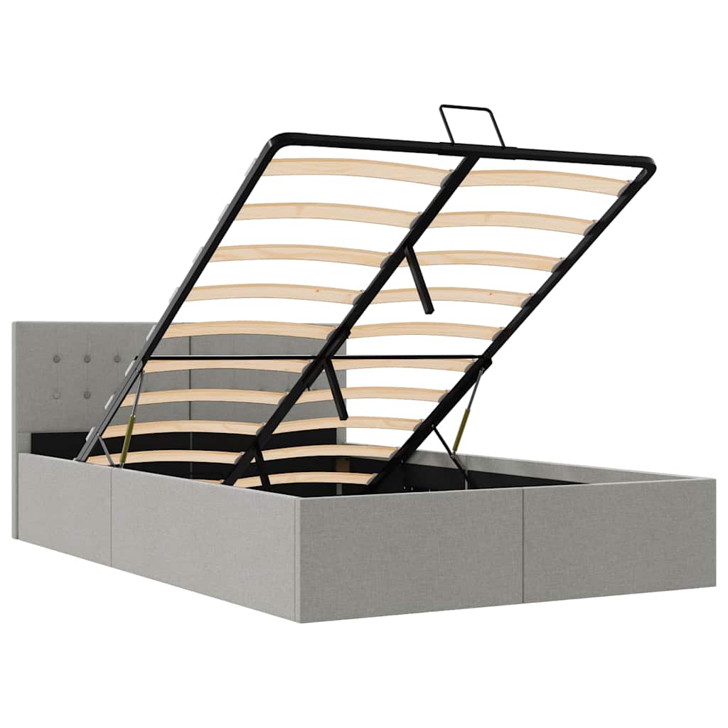 Stauraumbett Hydraulisch Hellgrau Stoff 140×200 cm