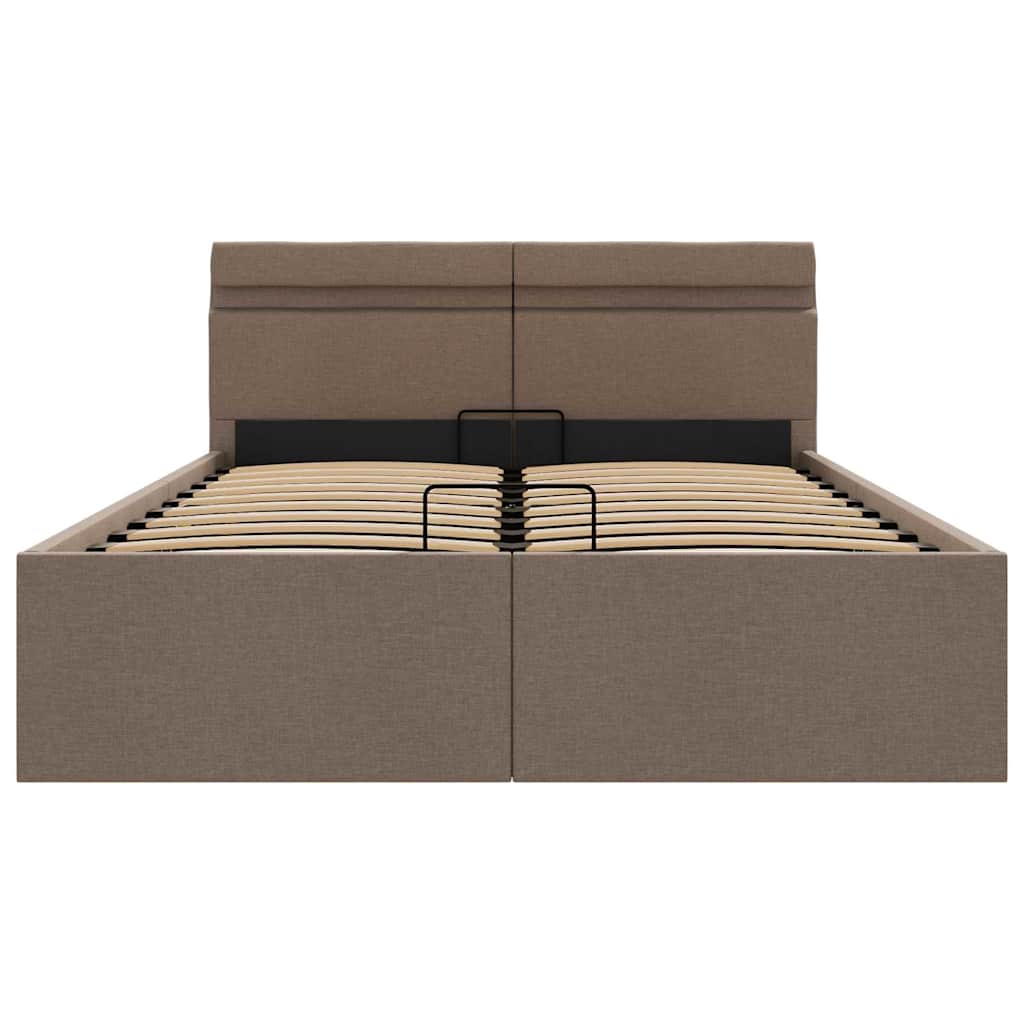 Bett mit Bettkasten Hydraulisch mit LED Taupe Stoff 120x200 cm