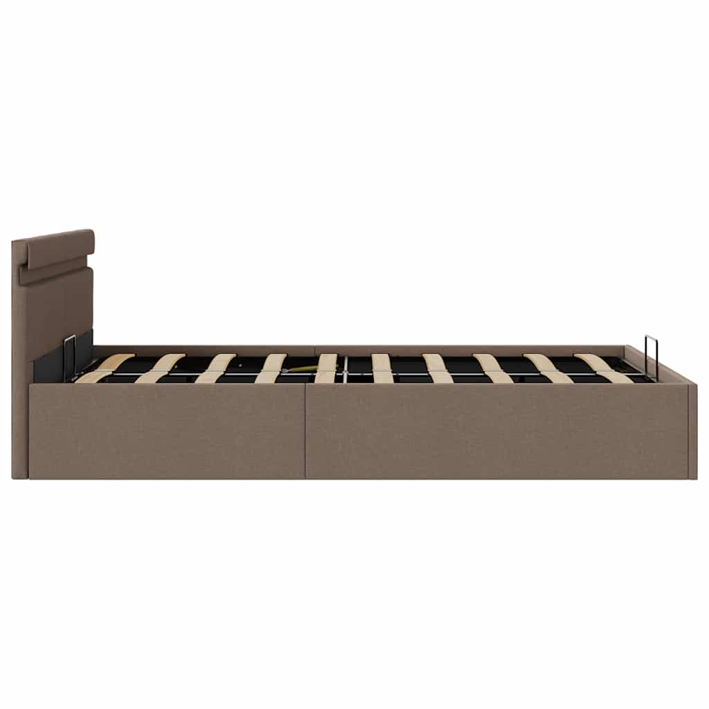 Bett mit Bettkasten Hydraulisch mit LED Taupe Stoff 120x200 cm