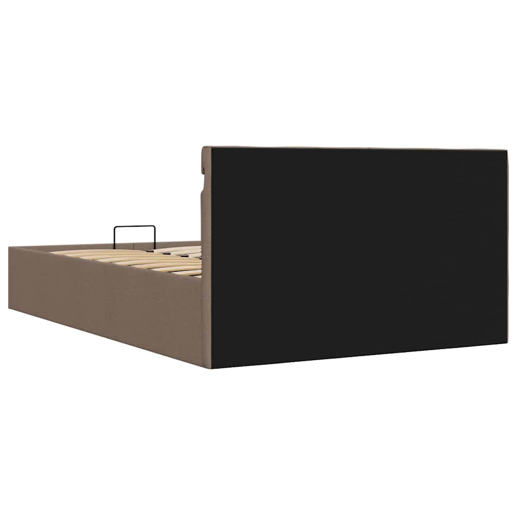 Bett mit Bettkasten Hydraulisch mit LED Taupe Stoff 120x200 cm