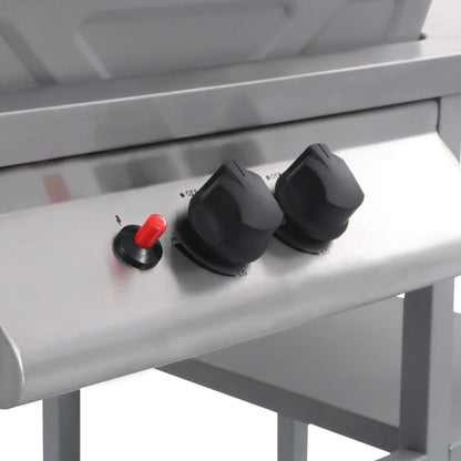 Gasgrill mit Beistelltisch auf 3 Ebenen Silbern