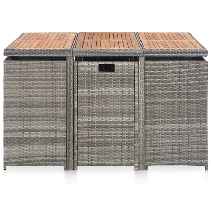 11-tlg. Garten-Essgruppe Poly Rattan Akazienholz Anthrazit