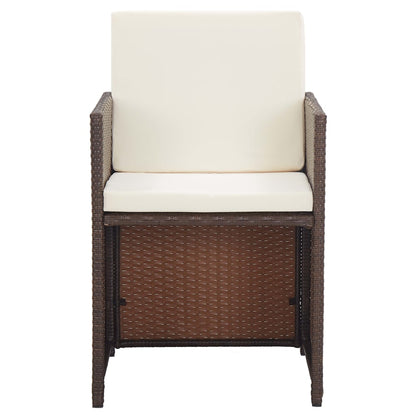 15-tlg. Garten-Essgruppe mit Auflagen Poly Rattan Braun