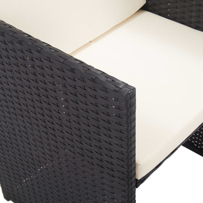 17-tlg. Garten-Essgruppe mit Auflagen Poly Rattan Schwarz