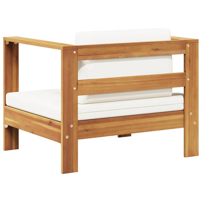 Gartenstuhl mit Auflagen Creme Akazie Massivholz