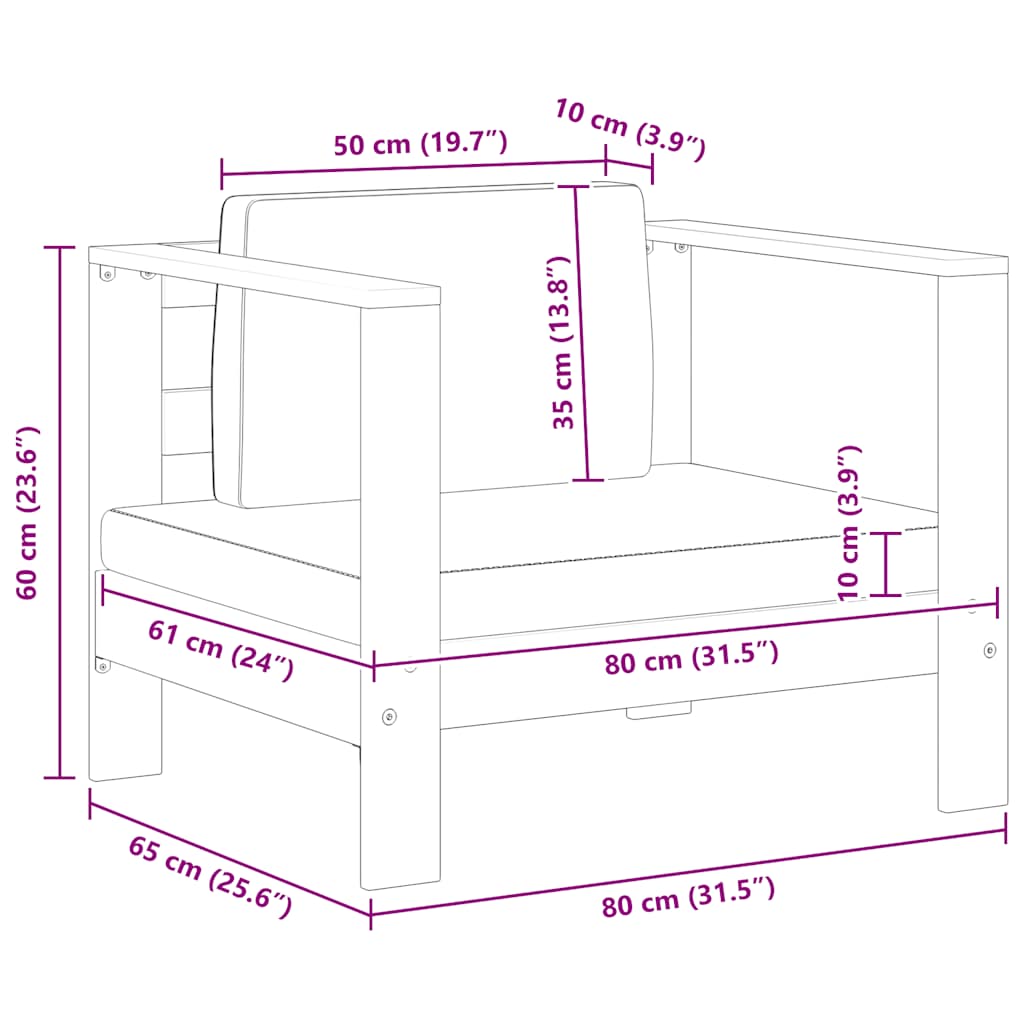 Gartenstuhl mit Auflagen Creme Akazie Massivholz