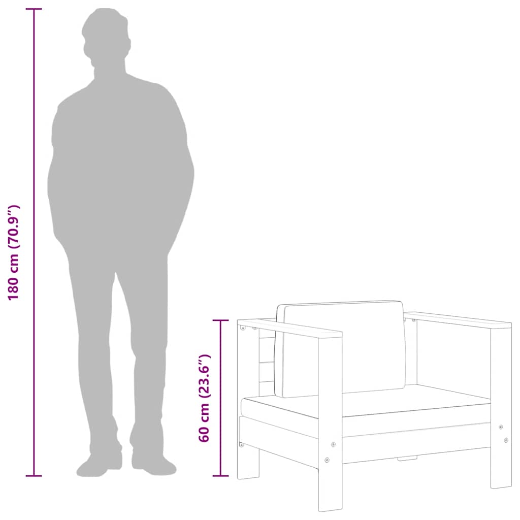 Gartenstuhl mit Auflagen Creme Akazie Massivholz
