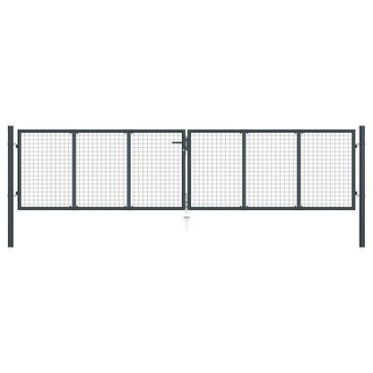 Maschen-Gartentor verzinkter Stahl 400 x 100 cm Grau