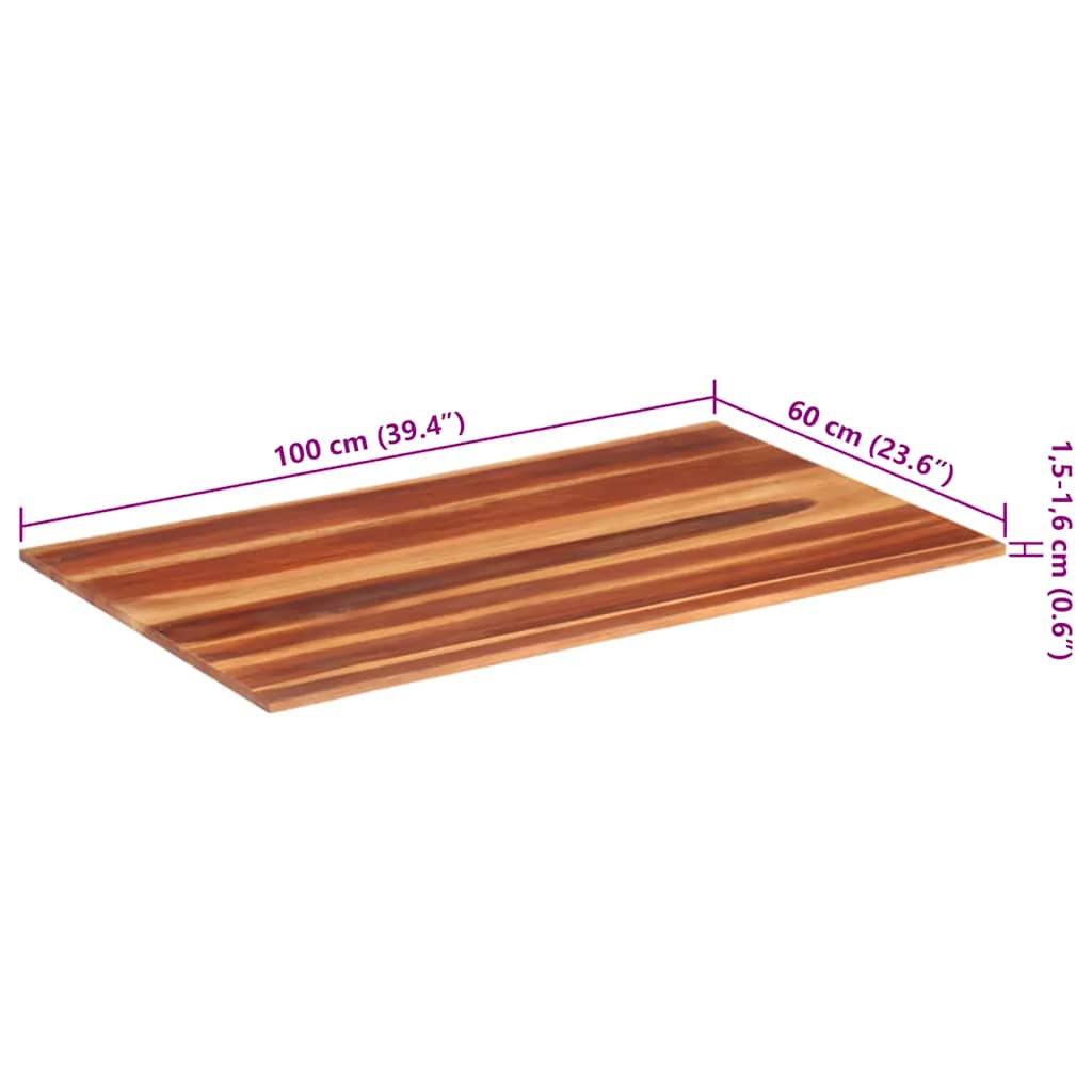 Tischplatte Massivholz Akazie 15-16 mm 60x100 cm