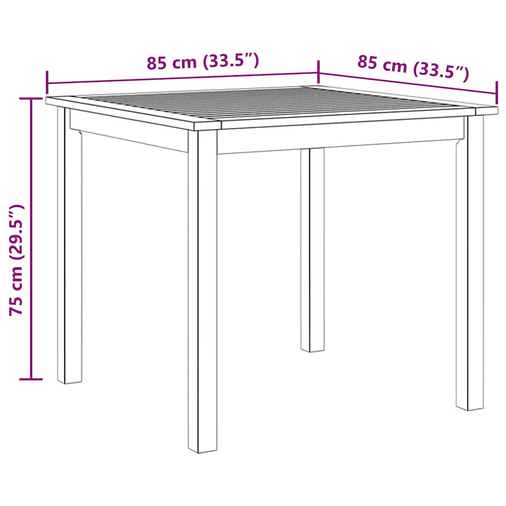 Gartentisch 85x85x74 cm Massivholz Akazie