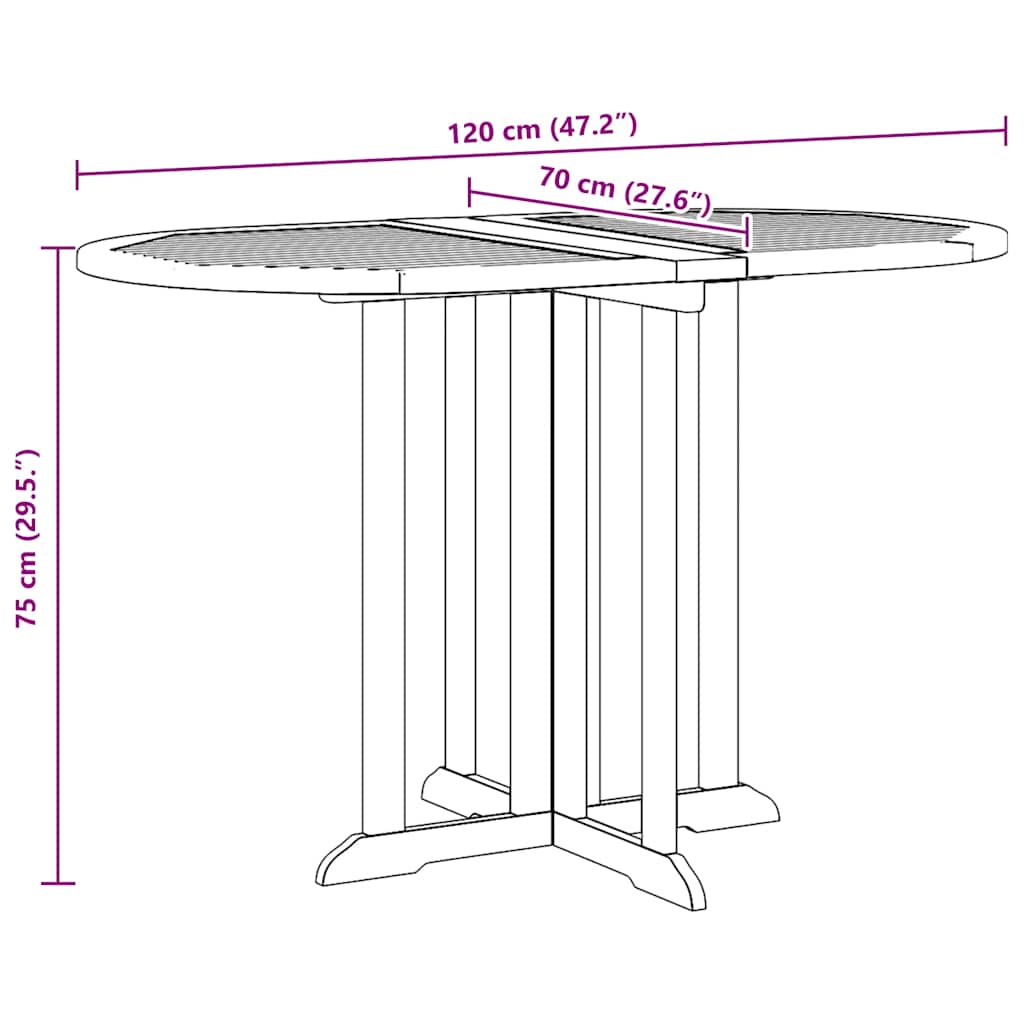 Gartentisch Butterfly Klappbar 120x70x75 cm Teak Massivholz