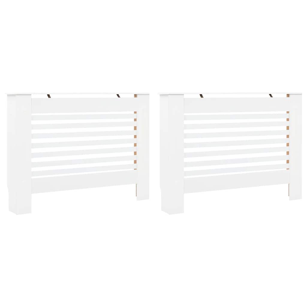 Heizkörperverkleidungen 2 Stk. Weiß 112 x 19 x 81,5 cm MDF