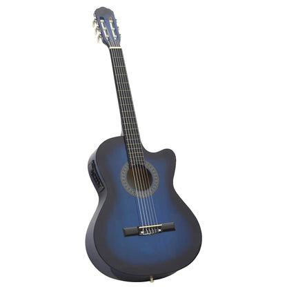 12-tlg. Western Gitarren-Set mit Equalizer und 6 Saiten Blau