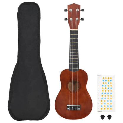 Sopran Ukulele Set für Kinder mit Tasche Dunkles Holz 23"
