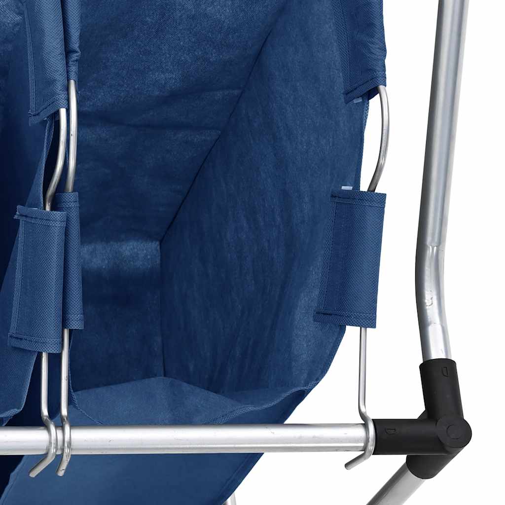 Wäschesortierer mit 3 Taschen Blau Stahl