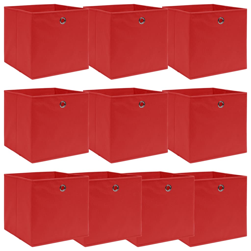 Aufbewahrungsboxen 10 Stk. Rot 32x32x32 cm Stoff