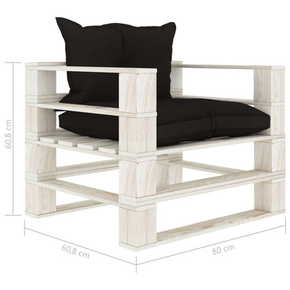 Garten-Palettensofa mit Kissen in Schwarz Holz