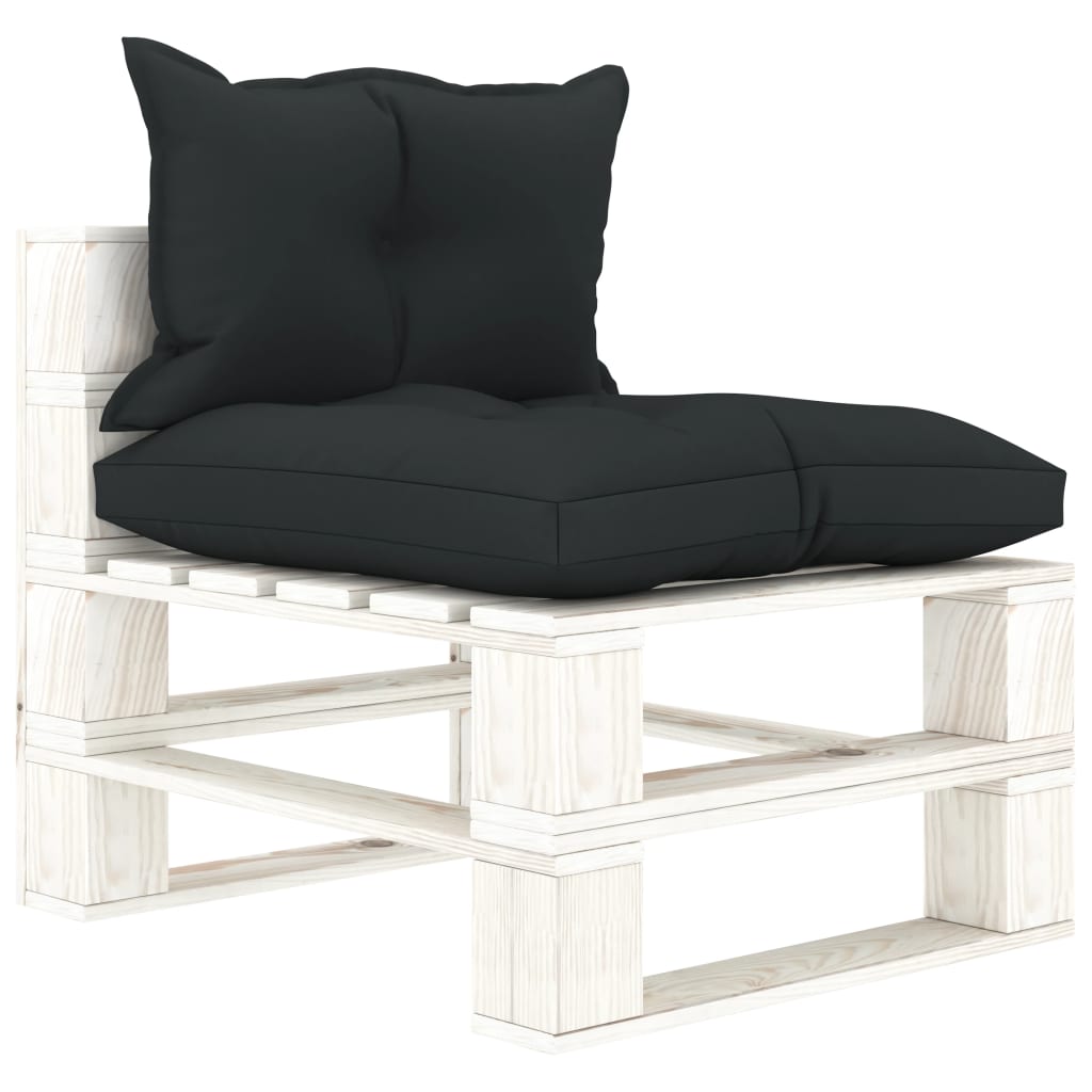 Garten-Paletten-Mittelsofa mit Kissen in Anthrazit Holz