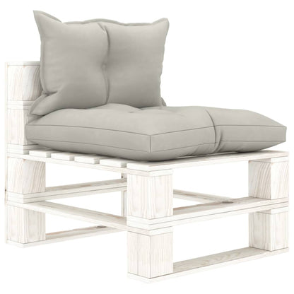 Garten-Paletten-Mittelsofa mit Kissen in Taupe Holz
