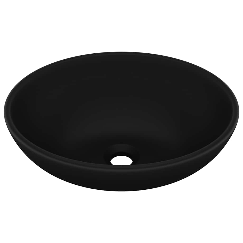 Luxuriöses Ovales Waschbecken Matt Schwarz 40x33 cm Keramik