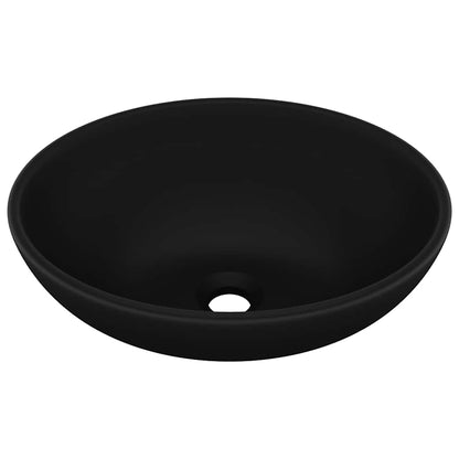 Luxuriöses Ovales Waschbecken Matt Schwarz 40x33 cm Keramik